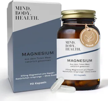 MIND.BODY.HEALTH. - Magnesium hochdosiert Kapseln ∣ Magnesium hochdosiert für das Nervensystem, gegen Müdigkeit ∣ hochdosiertes Magnesium pur ∣ 375mg elementares Magnesium pro Kapsel ∣ natürlich aus dem Toten Meer