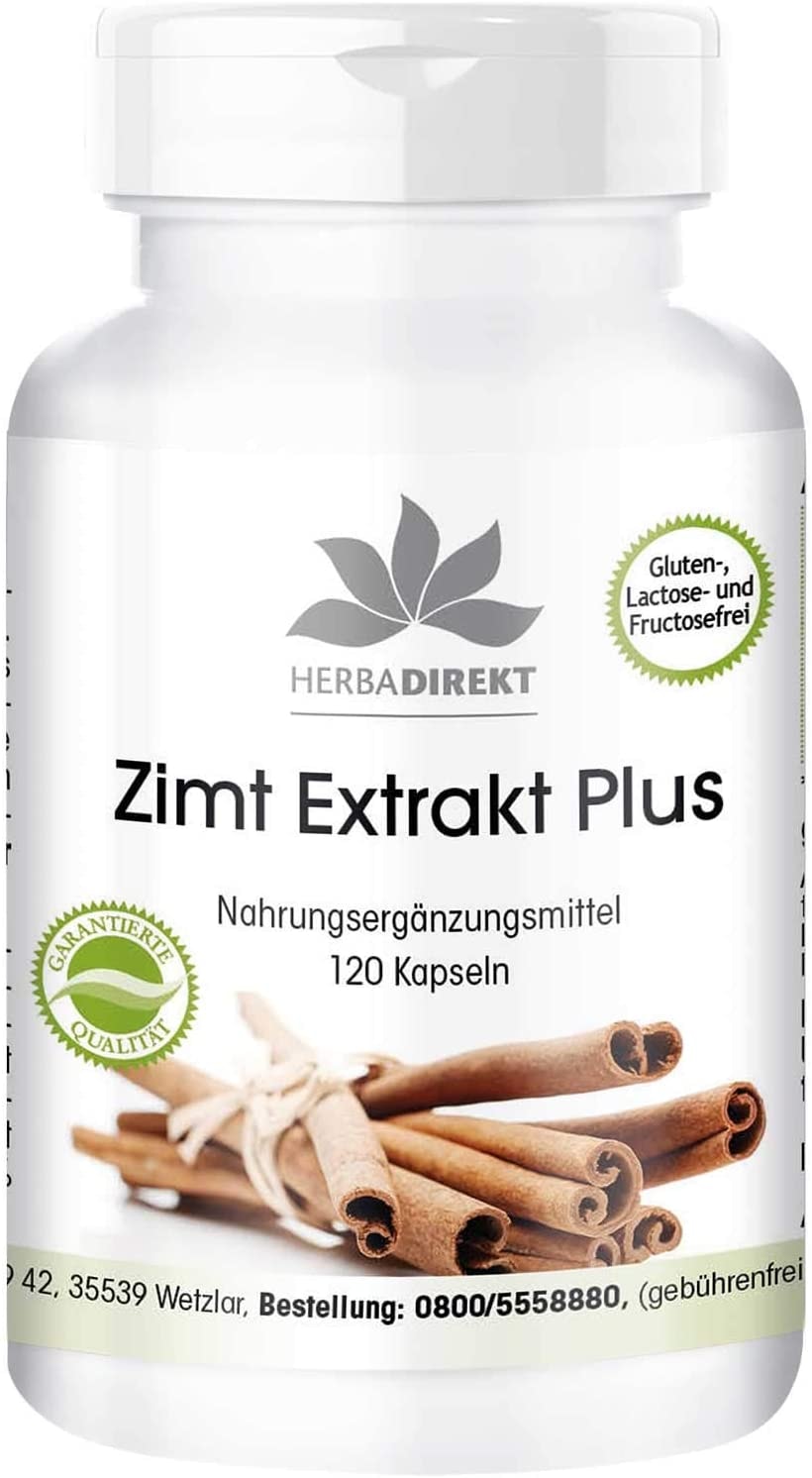 Produktbild von Bewertung herba direct Zimt Extrakt Kapseln mit Chrom und Zink hochdosiert 120 Kapseln