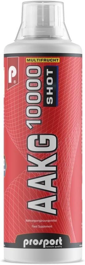 Produktbild von Bewertung PROSPORT AAKG 10.000 SHOT 500ml Flasche mit Vitamin B6 Aminosäuren und Koffein Geschmack Multifrucht