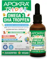 Produktbild von Bewertung APOKRA Kids Vegan Omega 3 Algenöl für Säuglinge Kleinkinder und Kinder aus Indien ohne Fischgeschmack Nachhaltiges Algenöl Alternative zu Fischöl 50 ml APOKRA Kids Vegan Omega 3 Algenöl