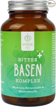 Produktbild von Bewertung BitterLiebe Plus Bitter Basen Komplex Basentabletten 120 Stück mit Zink für eine Säure Basen Balance vegane Säure Tabletten Basenpräparat
