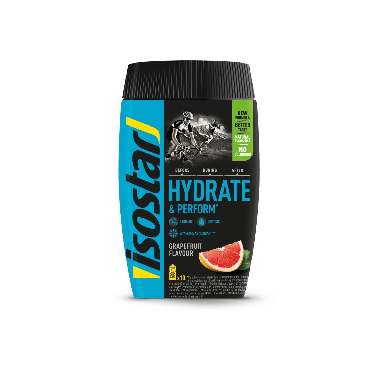 Produktbild von Bewertung ISOSTAR Hydrate & Perform Grapefruit Isotonisches Sportgetränk mit Energie Elektrolyten & Vitamin C/B1 Für Laufen Radfahren & Trail 400 g