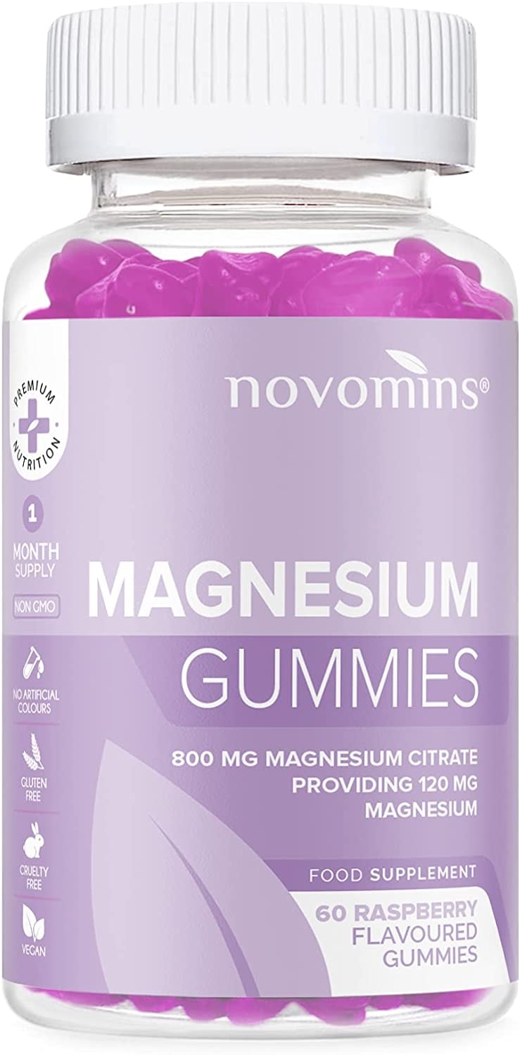 Produktbild von Novomins - Magnesium Vegan – Gummibärchen – Für 1 Monat – Glutenfrei – Magnesium Hochdosiert Kapseln – 120 mg Magnesium – Hergestellt von Novomins