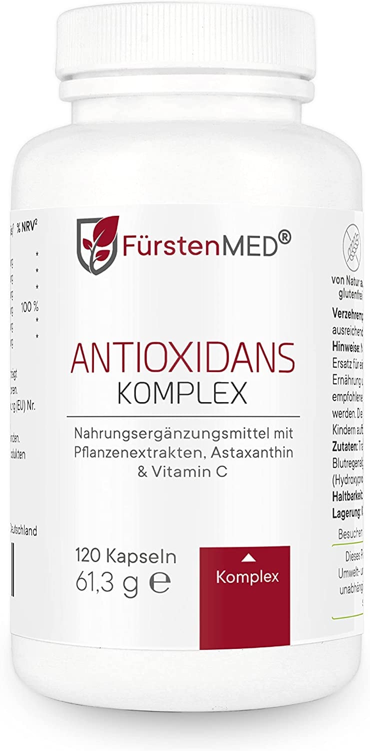 Produktbild von FürstenMED Antioxidantien Komplex mit Astaxanthin OPC Vitamin C 120 Kapseln Vegan Hochdosiert Ohne Zusatzstoffe
