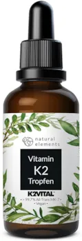 natural elements Vitamin K2 MK-7 200µg 1700 Tropfen (50ml) All-Trans Gehalt >99,7% (K2VITAL® von Kappa) Laborgeprüft vegan hochdosiert