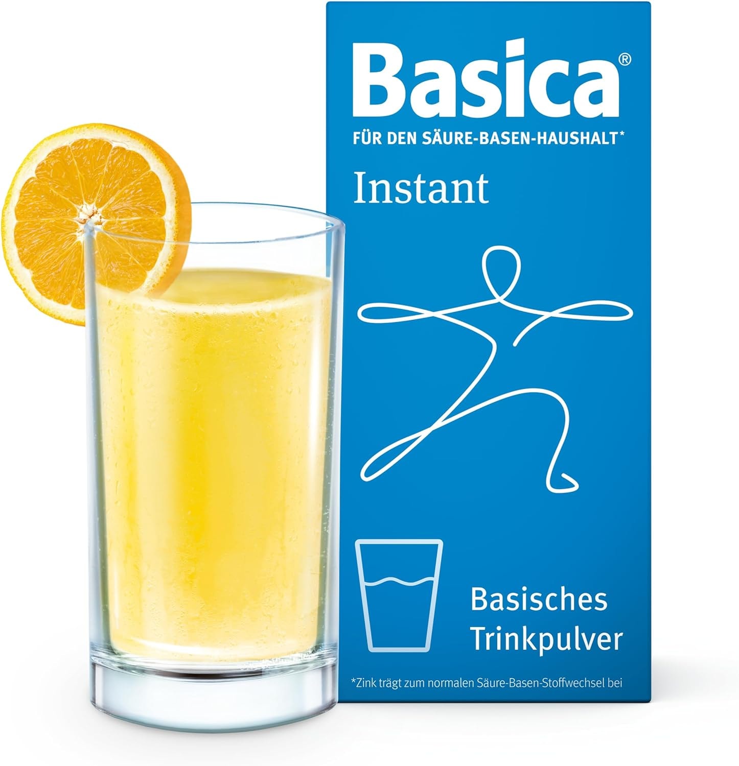 Produktbild von Bewertung Basica Instant basisches Trinkpulver für den Säure Basen Haushalt schnell löslich mit fruchtigem Orangengeschmack mit Vitamin C und Vitamin B2 vegan laktosefrei glutenfrei ohne Süßstoffe 300g