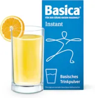 Produktbild von Bewertung Basica Instant basisches Trinkpulver für den Säure Basen Haushalt schnell löslich mit fruchtigem Orangengeschmack mit Vitamin C und Vitamin B2 vegan laktosefrei glutenfrei ohne Süßstoffe 300g