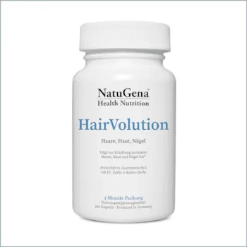 Produktbild von Bewertung NatuGena Hair Volution für Haut Haare und Nägel mit natürlichen Vitalstoffen und bioaktiven Vitaminen 180 Kapseln für 90 Tage