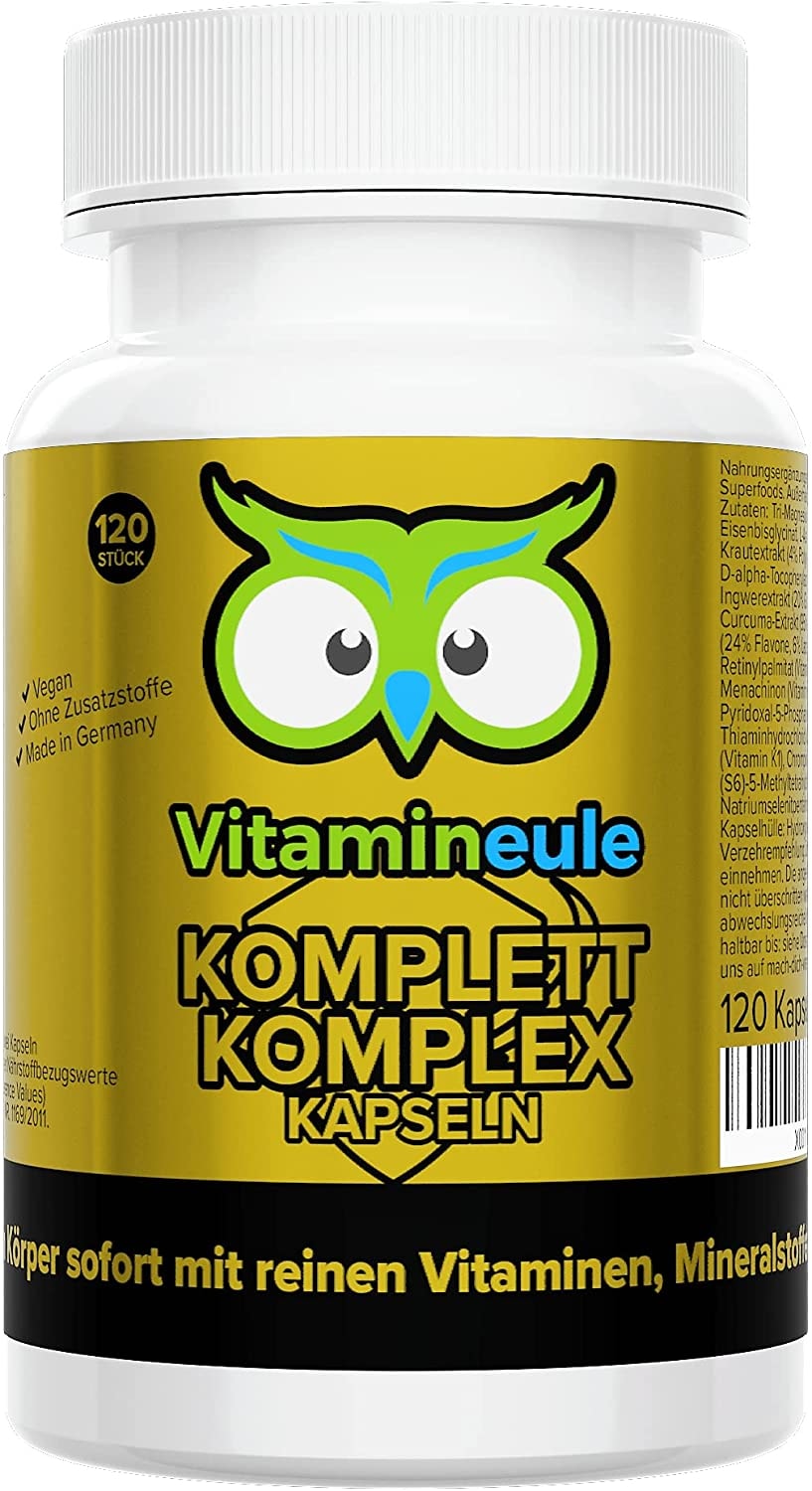 Produktbild von Vitamineule Komplett Komplex Kapseln - Multivitamin & Multimineral Kapseln mit Superfoods - enthält alle Vitamine und wichtige Mineralien - vegan & für Kinder geeignet - ohne Zusätze - Vitamineule®