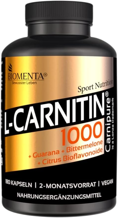 Produktbild von Bewertung BIOMENTA L-Carnitin 1000 180 L Carnitin Kapseln hochdosiert 1.000 mg Carnipure Tag vegan