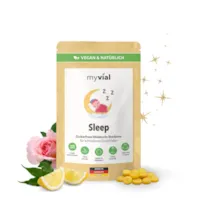 Produktbild von Bewertung myvial Sleep Melatonin Bonbons zuckerfrei 60 Stück Schlaf Lutschbonbon ohne Zucker Alternative zu Melatonin Kapseln vegan produziert in Deutschland