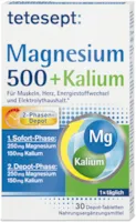 Produktbild von tetesept Magnesium 500 + Kalium – Nahrungsergänzungsmittel mit Magnesium für Muskeln, Herz & Nervensystem – 1 x 30 Tabletten