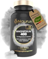 Produktbild von Bewertung NAURUM MAGNESIUM 400 reines elementares Magnesium Tri Magnesium Dicitrat 120 vegane hochdosierte Kapseln 400mg laborgeprüft in Deutschland produziert