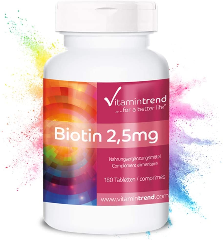 Produktbild von Vitamintrend Vitamin B7 Biotin hochdosiert 2,5mg - 180 vegane Tabletten für 6 Monate