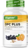 Produktbild von Bewertung Vit4ever OPC Traubenkernextrakt mit natürlichem Vitamin C aus Hagebutte und CamuCamu 240 Kapseln für 8 Monate OPC Gehalt nach HPLC aus Weintrauben vegan