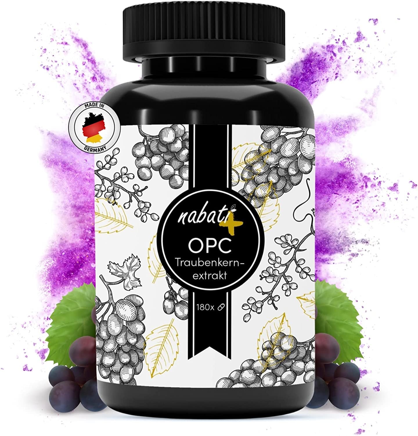 Produktbild von Bewertung nabati+ OPC Traubenkernextrakt 180 Kapseln Höchster OPC Gehalt nach HPLC 800mg Extrakt je Tagesdosis vegan und laborgeprüft nabatiplus