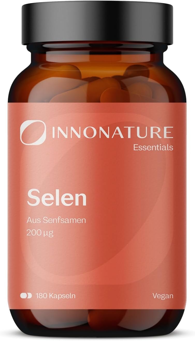 Produktbild von Bewertung InnoNature Natürliche Selen Kapseln aus Senfsamen 1 Kapsel täglich, 180 Kapseln insgesamt, hochdosiert mit 200 µg Selen pro Kapsel (363,60% NRV), vegan, hergestellt in Deutschland