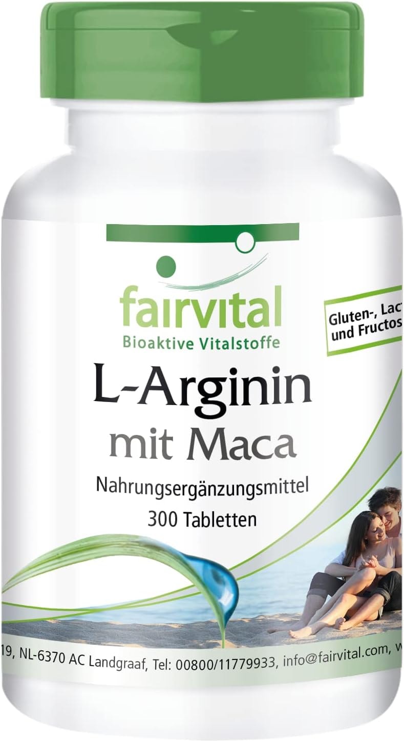 Produktbild von Bewertung fairvital L-Arginin Maca Plus HOCHDOSIERT mit 1245mg L-Arginin, Beta-Glucan, OPC, Zink + 6250mg schwarze Maca-Wurzel pro Tagesdosis 300 Tabletten