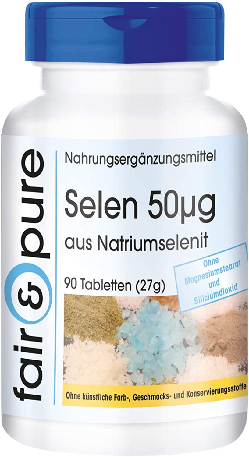 Produktbild von Fair & Pure - Selen 50μg Tabletten aus Natriumselenit - vegan - hefefrei - ohne Magnesiumstearat - 90 Selen-Tabletten