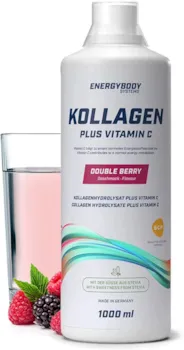 Produktbild von Energybody Kollagen Liquid Plus Vitamin C „Double Berry“ / 1000 ml / Liquid Collagen zum Trinken / Flüssiges Kollagen-Hydrolysat / Collagen Protein / Premium Kollagen Komplex / 40 Portionen