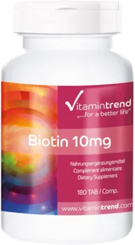 Vitamintrend Vitamin B7 Biotin hochdosiert 10mg - 180 vegane Tabletten für 6 Monate