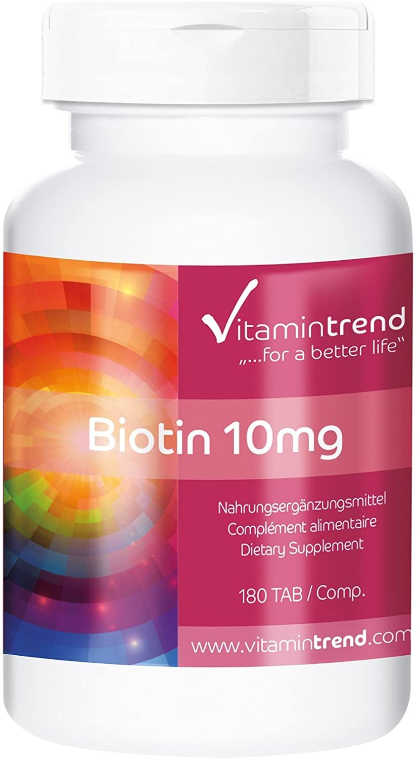 Produktbild von Vitamintrend Vitamin B7 Biotin hochdosiert 10mg - 180 vegane Tabletten für 6 Monate