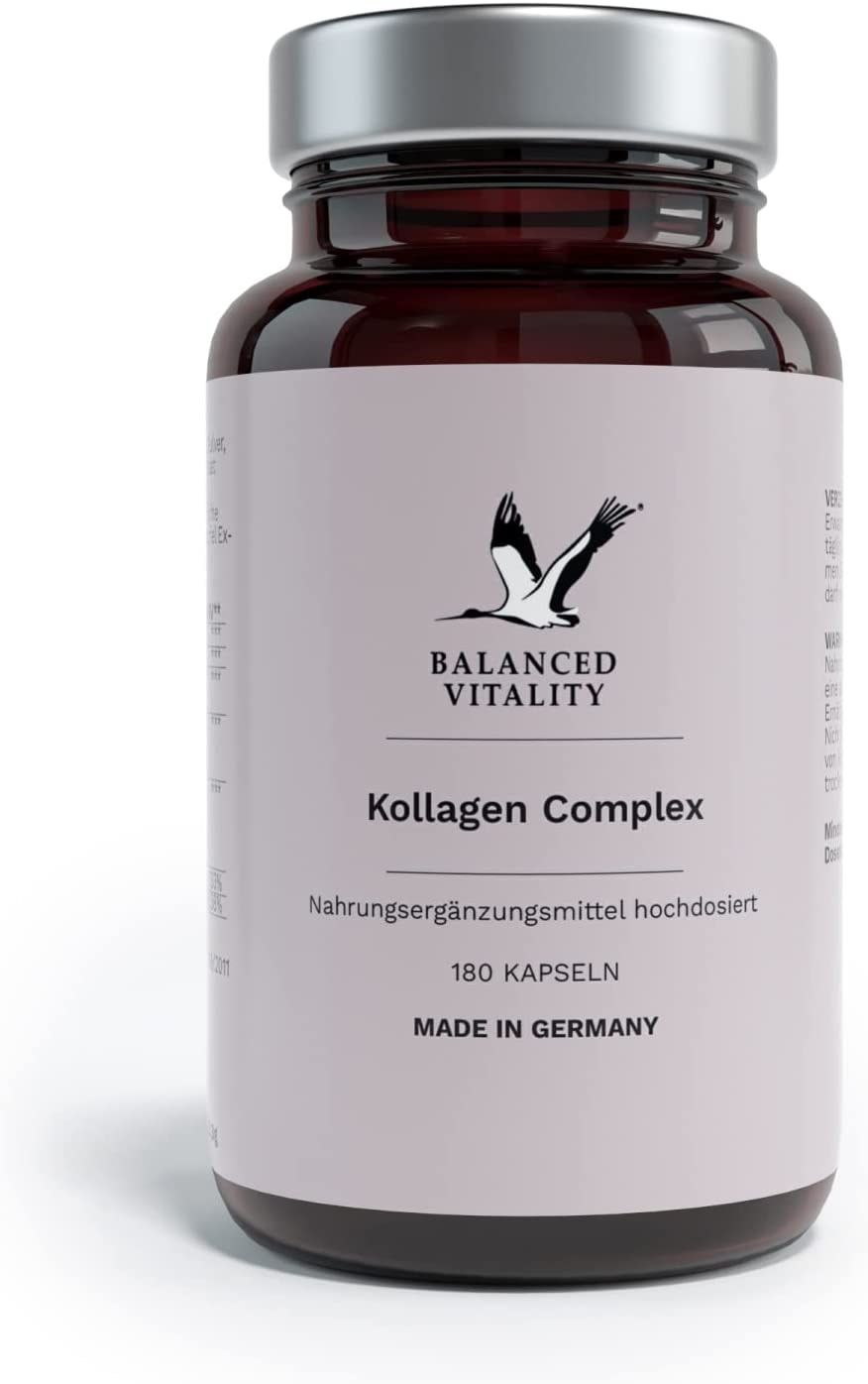Produktbild von Bewertungsergebnis BALANCED VITALITY Kollagen Complex mit Hyaluronsäure, Granatapfelextrakt, Magnesium & Vitamin C - für Haut, Haare & Nägel – ohne Zusatzstoffe - 180 Kapseln für 3 Monate – Made in Germany