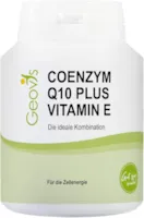 Produktbild von Geovis - Coenzym Q10 Plus Vitamin E - 90 Kapseln mit je 100mg Q10 Pulver + 36mg Tocopherole - Coenzym Ubiquinol - das Energie Vitamin für Herz und Organe - VEGAN - Nahrungsergänzung - Geovis