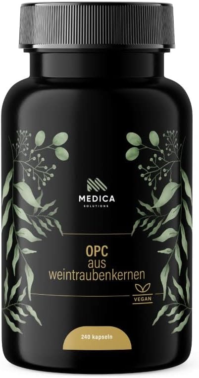 Produktbild von Bewertung MEDICASOLUTIONS hochdosiert OPC Traubenkernextrakt 526,4 mg OPC PRO KAPSEL 240 hochdosierte Kapseln für 8 Monate reines OPC aus europäischen Weintrauben laborgeprüft vegan