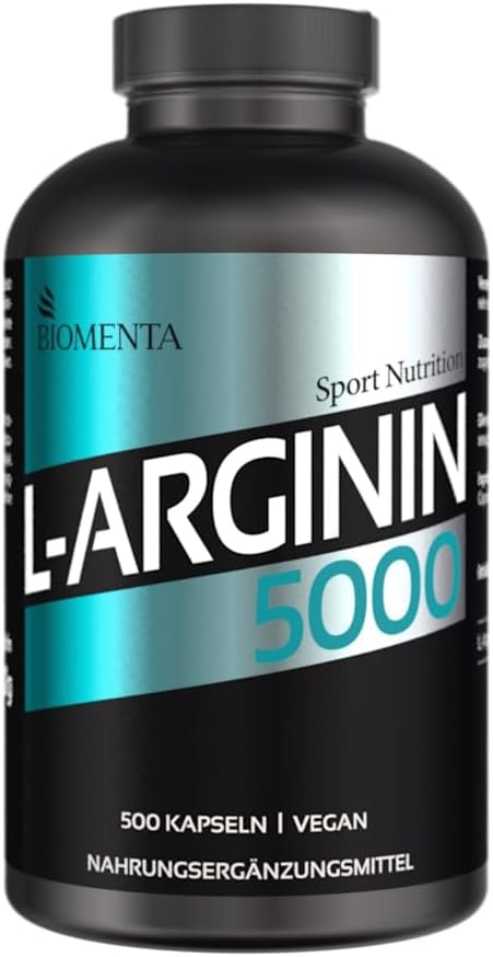 Produktbild von Bewertung BIOMENTA L-Arginin 5000 500 Arginin Kapseln hochdosiert vegan Normalgröße Premiumqualität