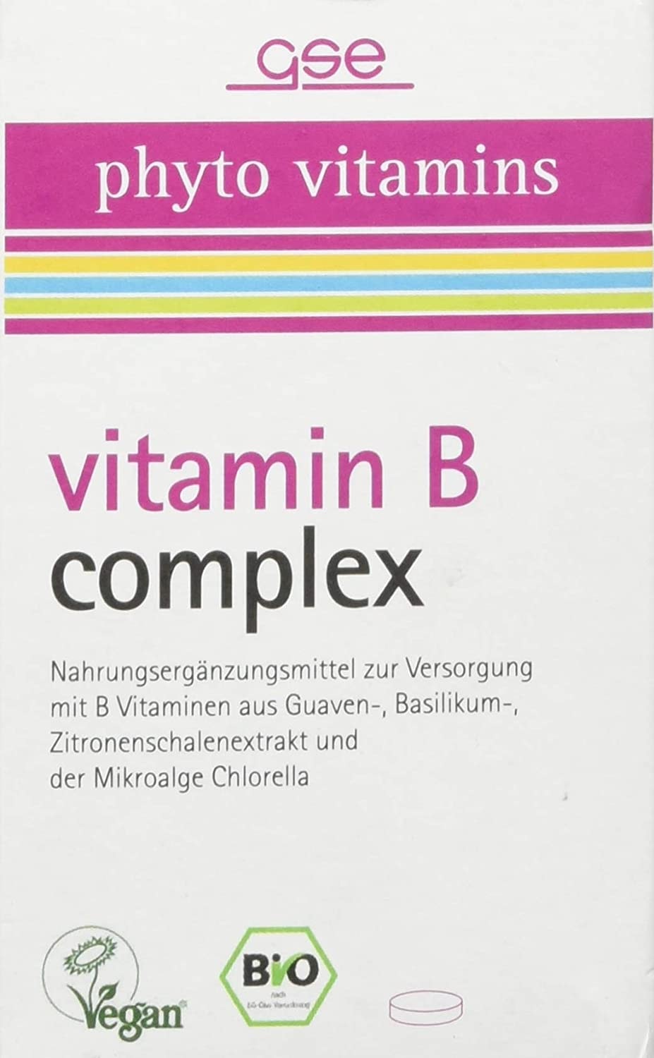 Produktbild von GSE Vitamin B-Komplex Tabletten, 60 Kapseln, 100% vegan und ohne Zusatzstoffe, hochdosiert, BIO-Qualität