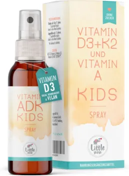 Little Wow Vitamin D3 K2 Spray + Vitamin A für Kinder Vegan Immunsystem Vitamine für Kinder 180 Sprühstöße für bis zu 6 Monate 500 IE Vitamin D3 & 11,25 µg Vitamin K2 pro Sprühstoß