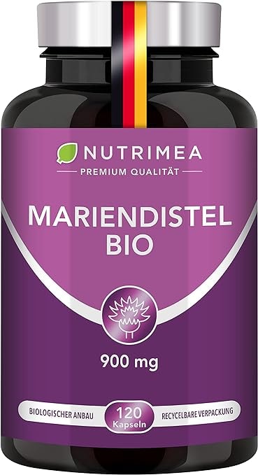 Produktbild von Bewertung Nutrimea DETOX Mariendistel BIO Natürlich Leber & Körper entgiften Reines Mariendistel extrakt ohne Zusätze 120 Kapseln hochdosiert 900 mg TAGESDOSIS Silymarin 100% Vegan