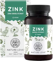 NATURE LOVE Zink-Bisglycinat (Zink Chelat) von Albion® 365 Tabletten (1 Jahr) Hochdosiert (25mg) Hoch bioverfügbar, vegan, laborgeprüft, in Deutschland produziert