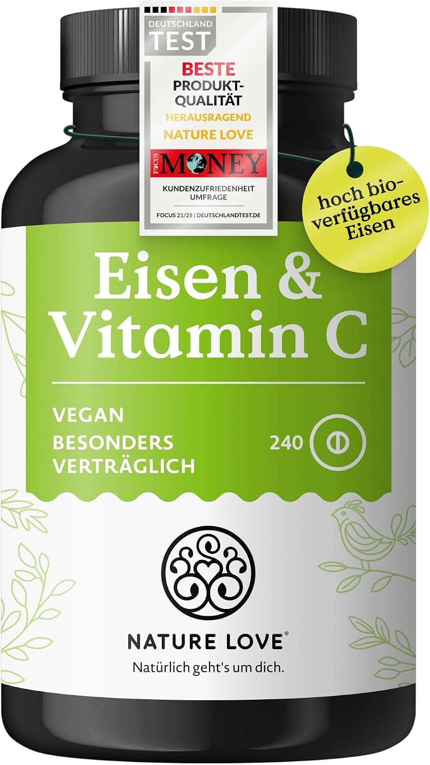 Produktbild von Bewertung NATURE LOVE Eisen mit natürlichem Vitamin C
