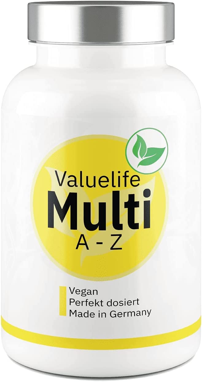 Produktbild von Valuelife - MULTIVITAMIN A-Z I Vitalstoffkomplex mit 25 Vitaminen, Spurenelementen, Mineralstoffen I Vegan I Ohne Zusatzstoffe I Perfekt dosierte Vitamin-Kapseln von VALUELIFE