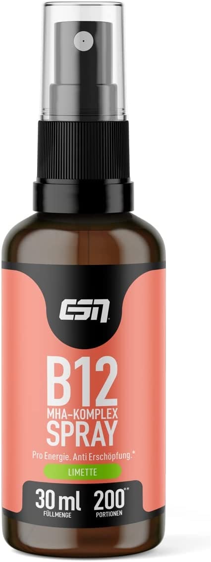 Produktbild von ESN Vitamin B12 Spray 30ml Limette hochdosiertes Vitamin B12 500μg pro Sprühstoß Energy Boost geprüfte Qualität made in Germany