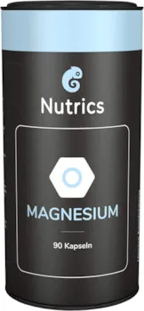 Produktbild von Nutrics I Magnesium Kapseln I 360 mg Magnesium hochdosiert I Monatsvorrat I 100% Vegane Inhaltsstoffe I Made in Germany