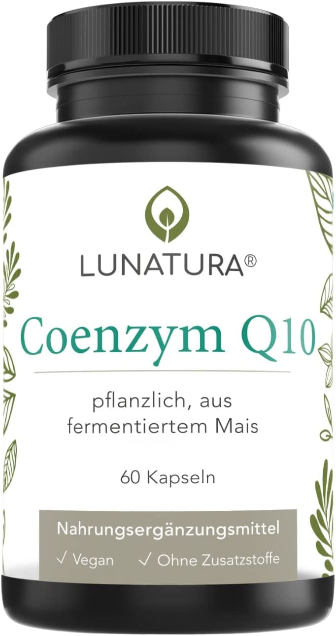 Produktbild von Lunatura Coenzym Q10 I 60 hochdosierte Kapseln I 250mg Ubichinon pro Kapsel I mit Selen & Vitamin B1 I Premium Q10 zur Unterstützung & Stärkung I Natürlich, Vegan & Fermentiert I Ohne Zusatzstoffe