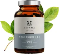Produktbild von Bewertung VITAMA NATURE Magnesium Vitamin B6 Supplements Nahrungsergänzungsmittel Vegan Magnesium Kapseln 93,17% Wirkstoff 60 kapseln 2 Monate Supplementation