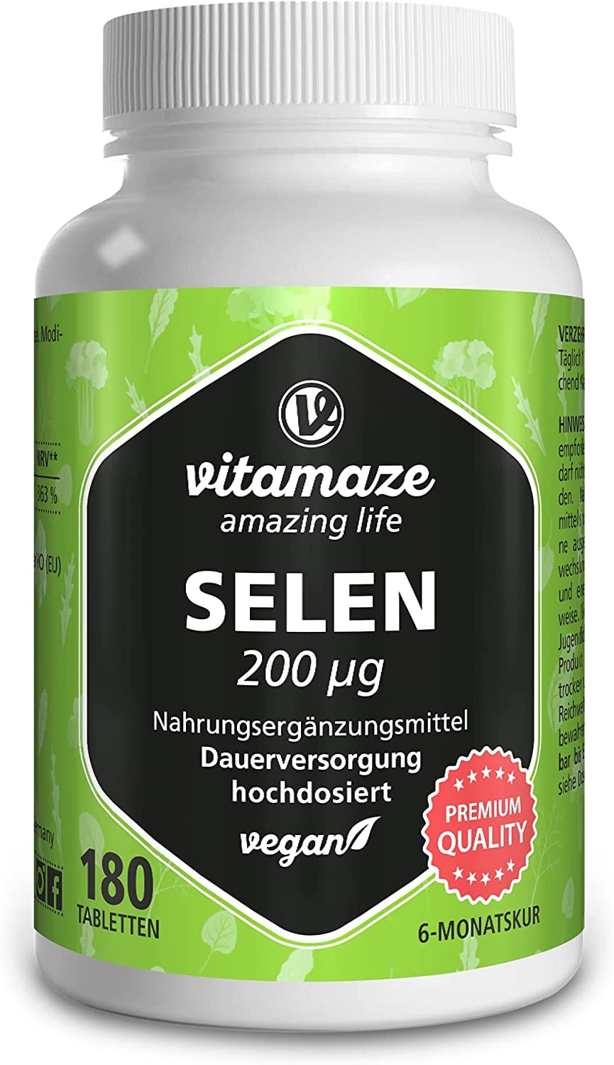Produktbild von Bewertung Vitamaze amazing life Selen hochdosiert 200 mcg vegan 180 Tabletten für 6 Monate Natürliche Bioverfügbare Nahrungsergänzung ohne Zusatzstoffe Made in Germany