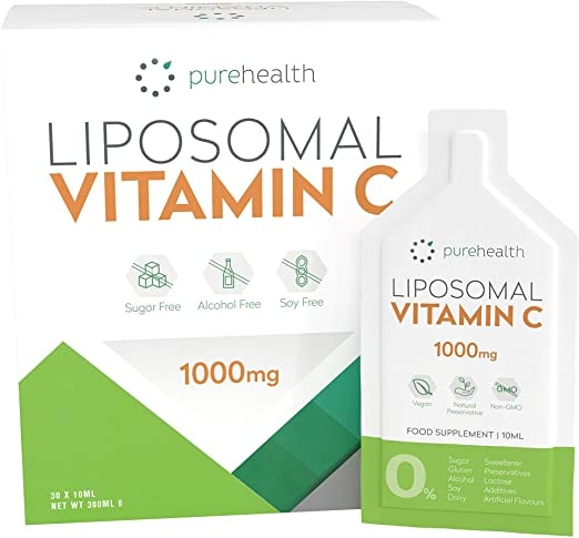Produktbild von Pure Health Made in Germany | Hochdosiert | bioverfügbarstes Liposomales Vitamin C | 30 1000mg Portionsbeutel | kein Süßstoff | kein Soja | kein Alkohol |natürliche Inhaltsstoffe