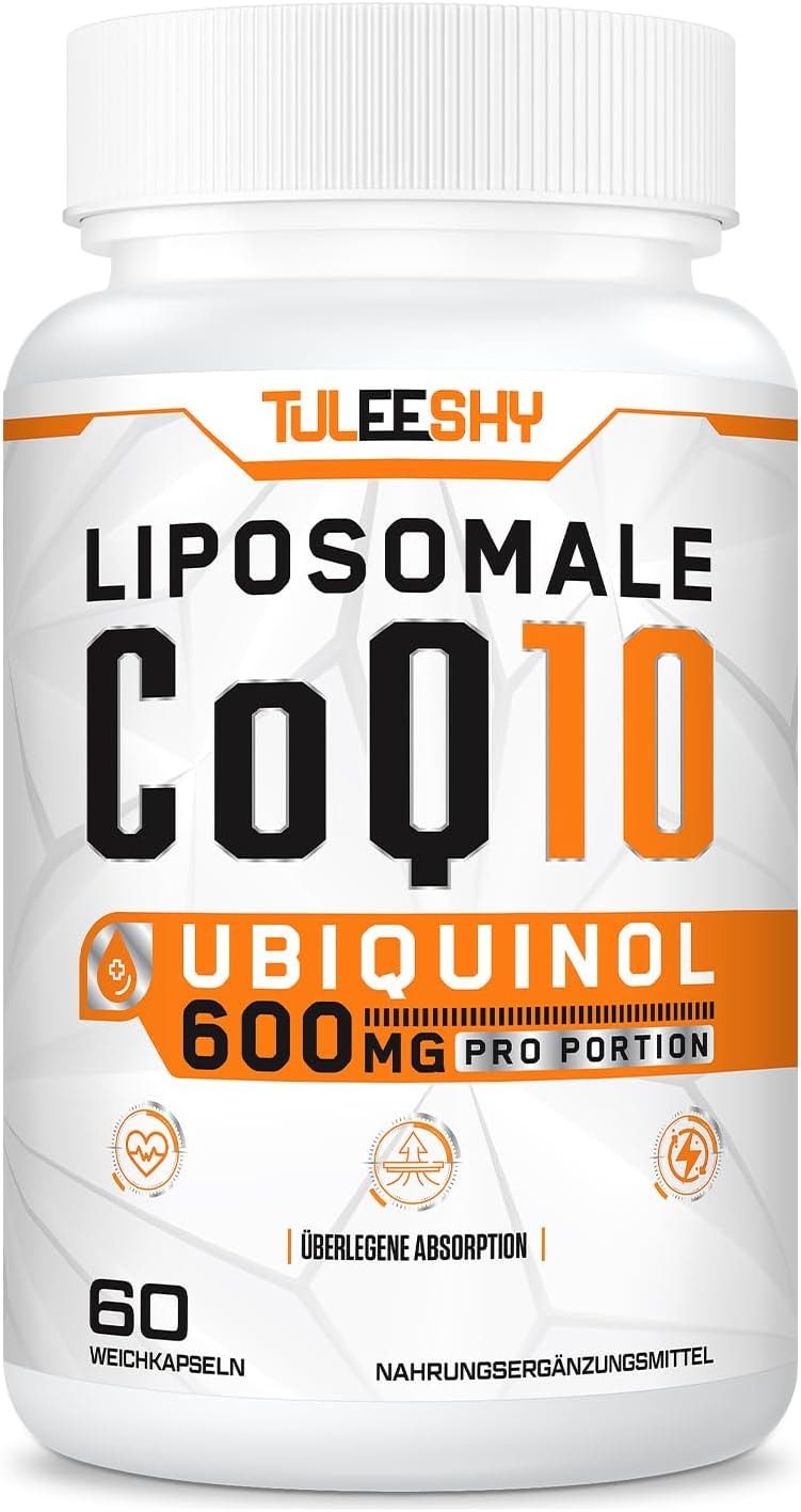 Produktbild von Bewertung Tuleeshy Liposomale CoQ10 Ubiquinol hochdosiert 600 mg pro Portion 300 mg pro Kapsel Aktive Form von Coenzym Q10 Tagesdosis 2 Kapsel 60 Mini-Softgels