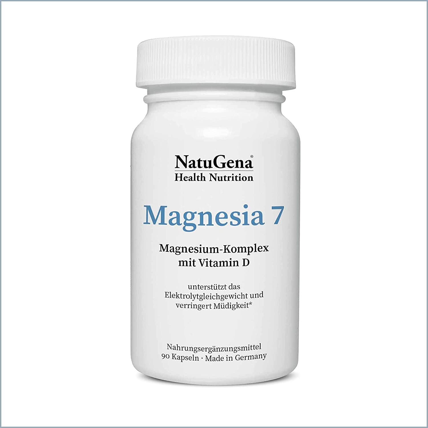 Produktbild von Bewertung NatuGena Magnesia 7+1 Magnesium-Komplex 7 verschiedene Magnesiumverbindungen plus Vitamin-D, 90 Kapseln für 30-90 Tage