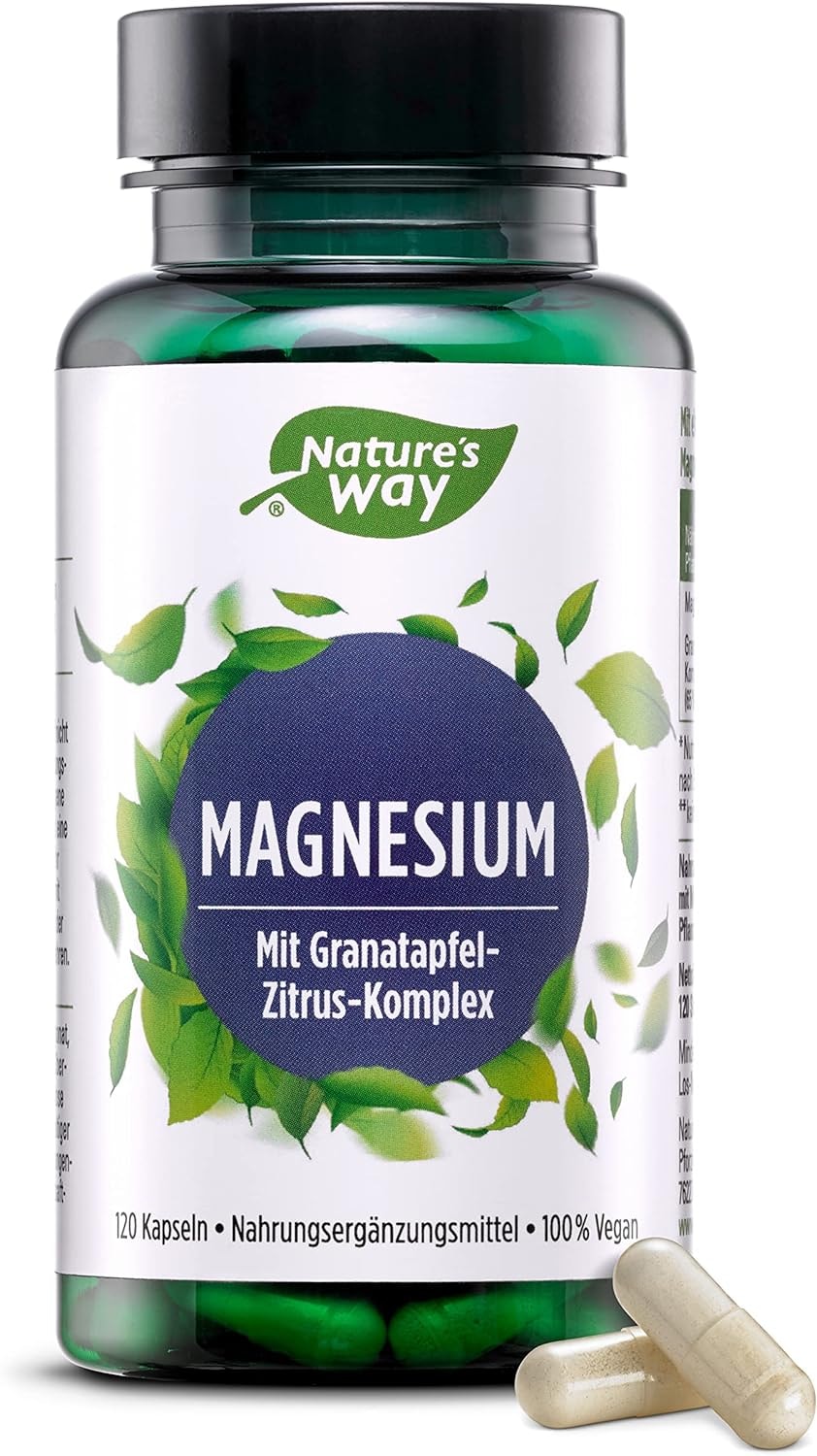 Produktbild von Bewertung Nature's Way elementares Magnesium 400mg Kapseln 800mg Premium Magnesium aus Magnesiumcitrat Magnesiumoxid (Depot) laborgeprüft vegan & in DE hergestellt 120 Stk