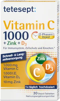 Produktbild von tetesept Vitamin C 1000 + Zink + D3 – Nahrungsergänzungsmittel
