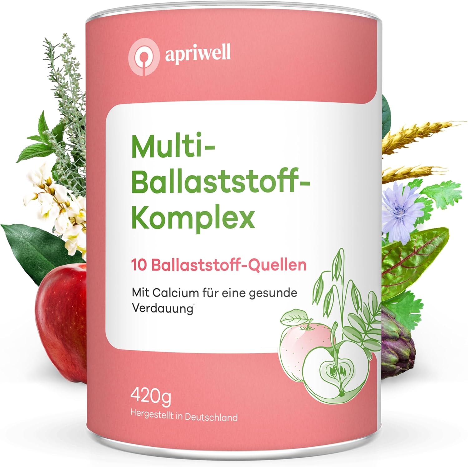 Produktbild von Bewertung apriwell Multi-Ballaststoff-Komplex mit 10 Premium Ballaststoffen für die Verdauung Darmflora Immunsystem Cholesterin Blutzucker - Unterstützt Verdauung und Stuhlgang