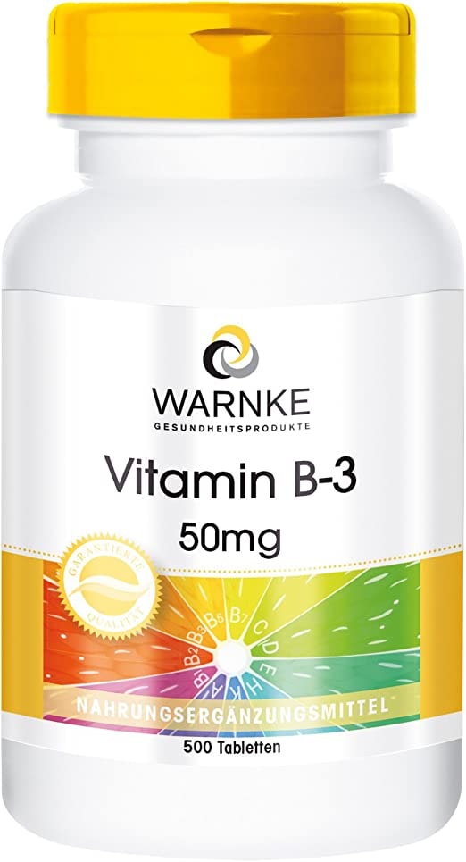 Produktbild von WARNKE VITALSTOFFE Vitamin B3 Nicotinamid 50mg Niacin vegan 500 Tabletten Großpackung