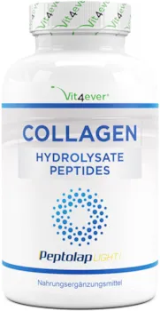 Vit4ever - Kollagen - 240 Kapseln - 1500 mg pro Tagesportion - Premium: 100% Rinder Collagen Hydrolysat Peptide von Peptolap Light - Hochdosiert - Laborgeprüft