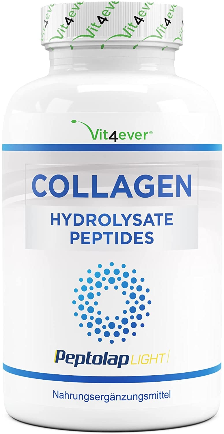Produktbild von Bewertung Vit4ever Kollagen 240 Kapseln mit 1500 mg pro Tagesportion Premium 100% Rinder Collagen Hydrolysat Peptide von Peptolap Light - Hochdosiert - Laborgeprüft